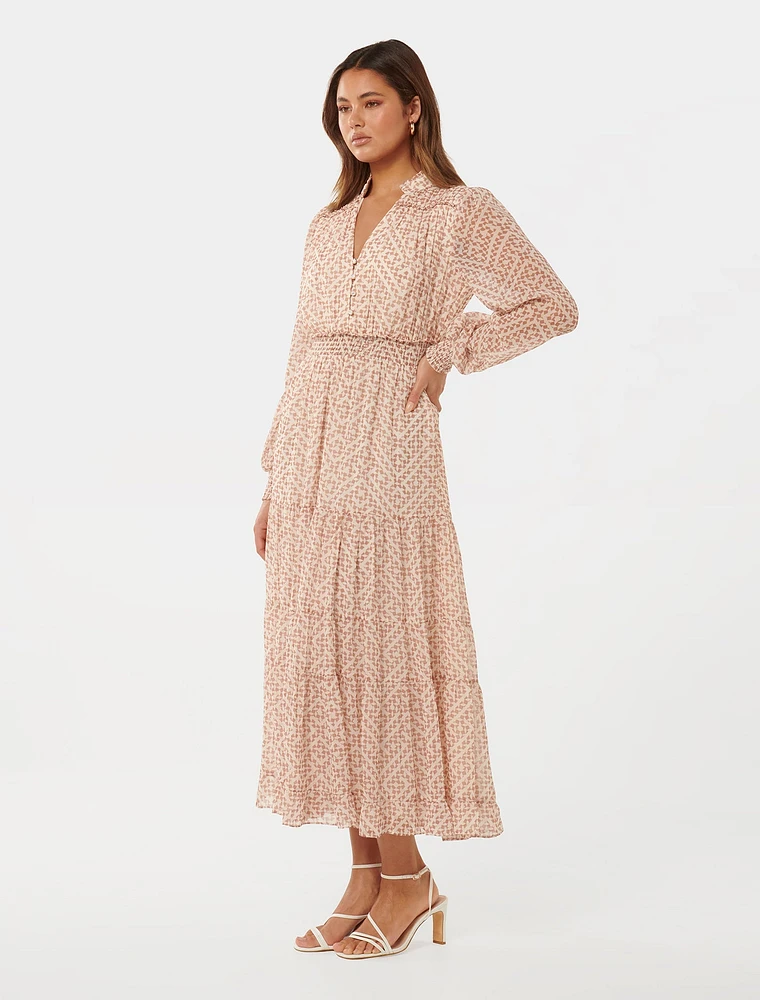 Kendra Long-Sleeve Midi Dress