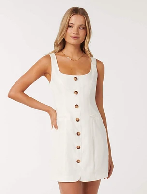 Caprice Scoop-Neck Mini Dress White - 0 to 12 Women's