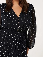 Eliesse Curve Button-Front Mini Dress Navy Spot - 12 to 20 Women's Plus Day Dresses