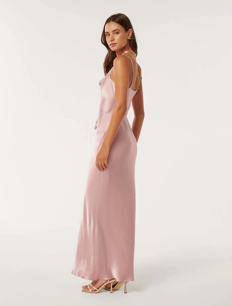 Lucy Satin Cowl Maxi Dress