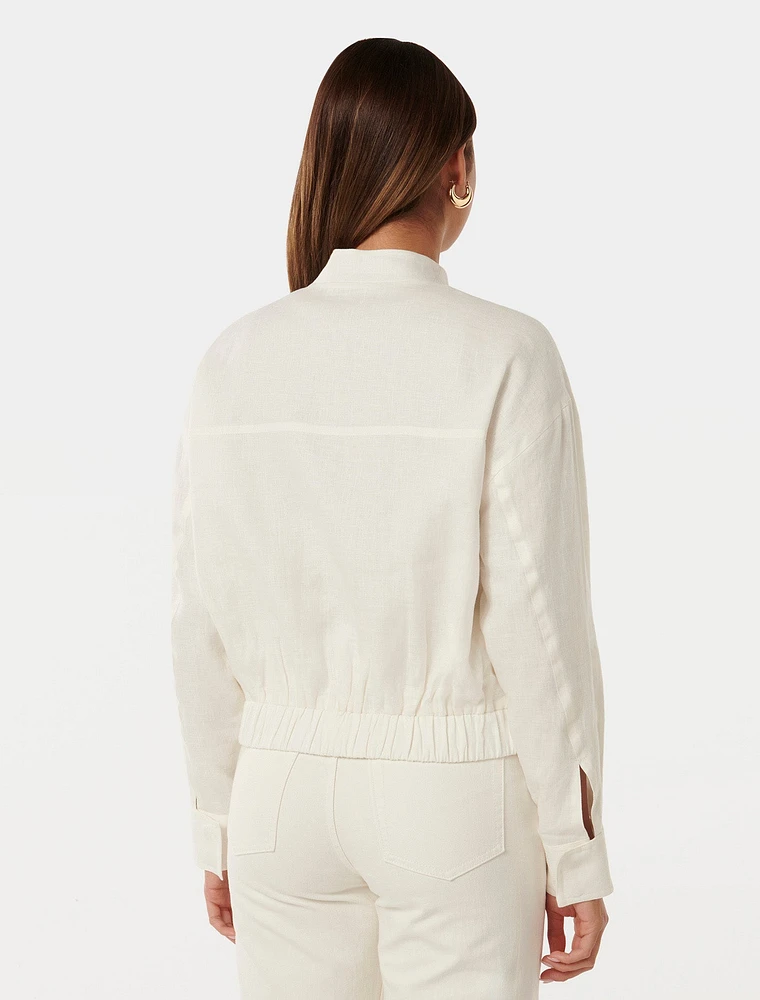 Arlette Linen Bomber Jacket