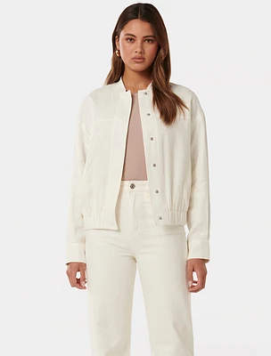 Arlette Linen Bomber Jacket White - 0 to 12 Women's Jackets