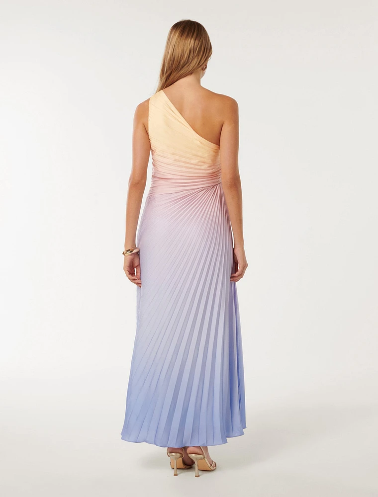 Paula Pleated One-Shoulder Maxi Dress