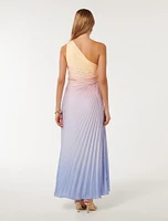 Paula Pleated One-Shoulder Maxi Dress Pink and Blue - 0 to 12 Women's Occasion Dresses Formalwear