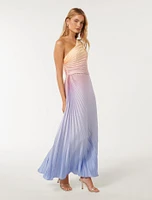 Paula Pleated One-Shoulder Maxi Dress Pink and Blue - 0 to 12 Women's Occasion Dresses Formalwear