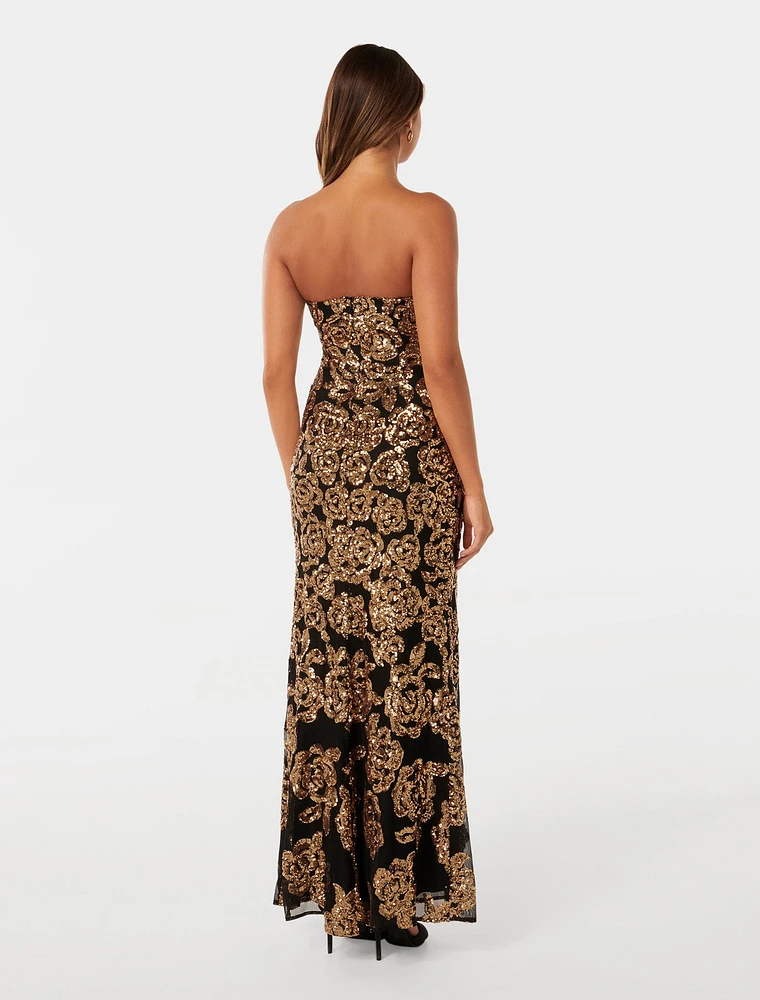 Chrissy Strapless Gown Black/Gold - 0 to 12 Women's Occasion Dresses