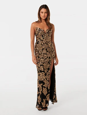 Chrissy Strapless Gown Black/Gold - 0 to 12 Women's Occasion Dresses