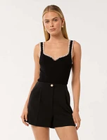 Sofia Crochet Trim Knit Tank Top