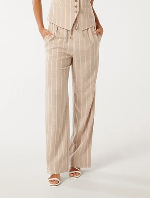 Lori Wide-Leg Pants Taupe Stripe - 0 to 12 Women's