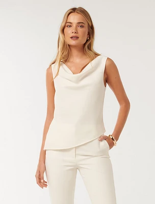 Kalinda Cowl Neck Tank White - 0 to 12 Women's Tops