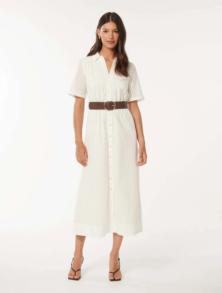 Tyler Embroidered Midi Dress White - 0 to 12 Women's Dresses