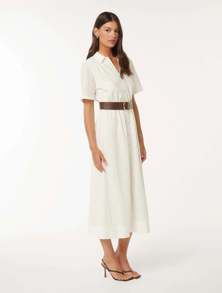 Tyler Embroidered Midi Dress White - 0 to 12 Women's Dresses