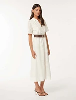 Tyler Embroidered Midi Dress White - 0 to 12 Women's Dresses