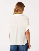 Sawyer Petite Oversized Shirt White - 0 to 12 Women's Shirts