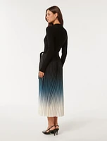 Harmony Ombre Pleat Midi Dress