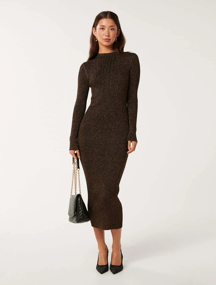 Eliza Ribbed Column Midi Dress