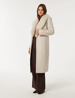 Monica Faux-Fur Collar Wrap Coat