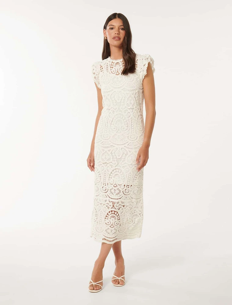 Lilly Lace Midi Dress White - 0 to 12 Women's Event Dresses