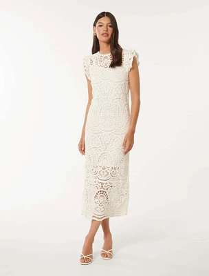 Lilly Lace Midi Dress White - 0 to 12 Women's Event Dresses