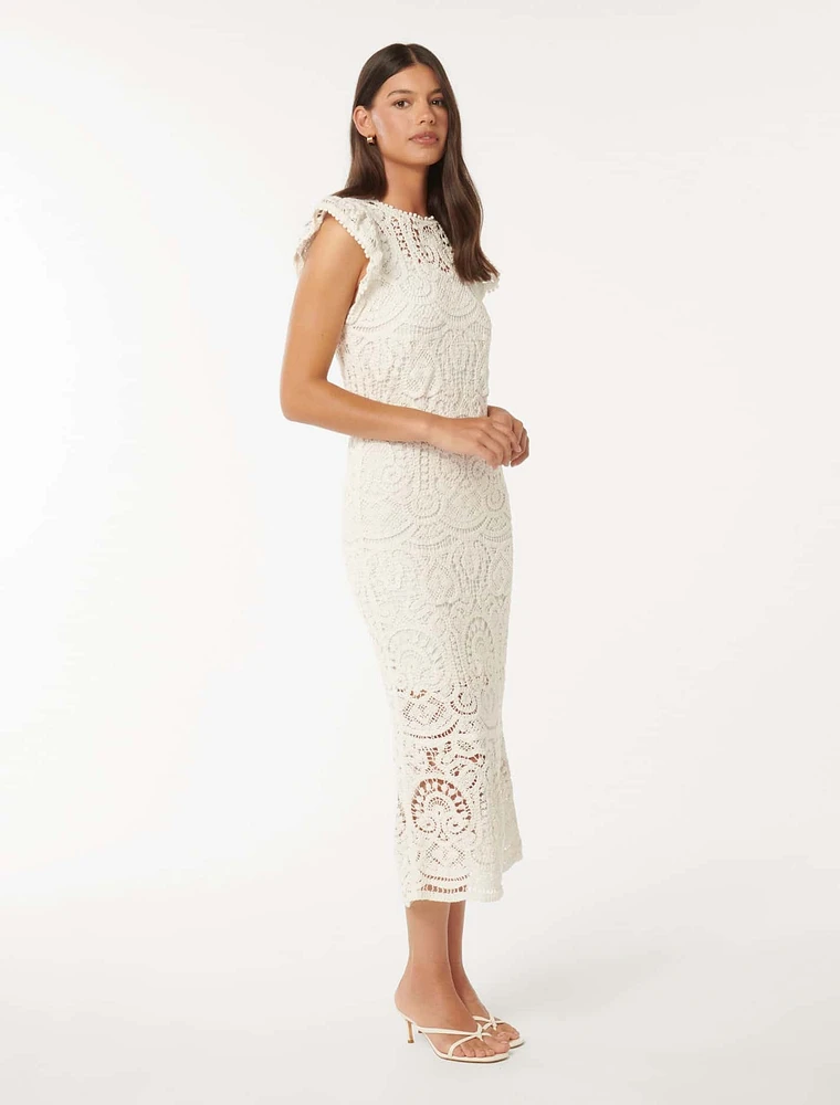 Lilly Lace Midi Dress White - 0 to 12 Women's Event Dresses