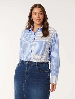 Stacy Curve Stripe Shirt Blue - 12 to 20 Women's Plus Shirts