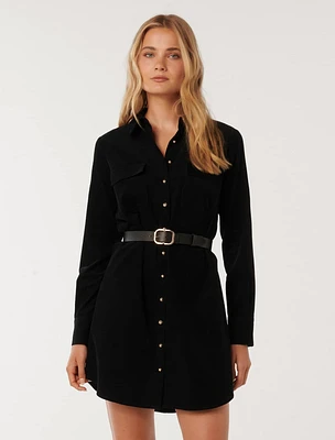 Lucie Long-Sleeve Cord Mini Dress