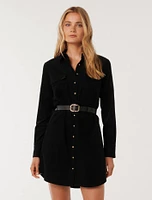 Lucie Long-Sleeve Cord Mini Dress