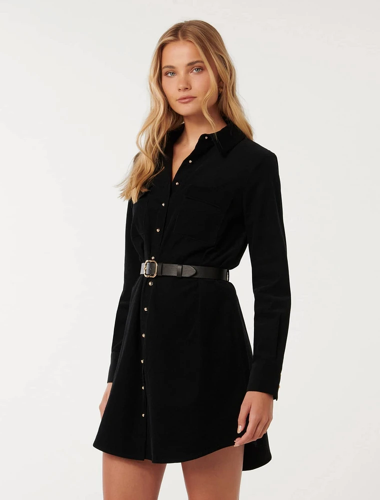 Lucie Long-Sleeve Cord Mini Dress