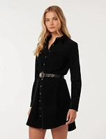 Lucie Long-Sleeve Cord Mini Dress