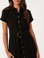 Briley Textured Shirt Dress Black - 0 to 12 Women's Dresses