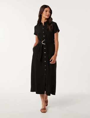 Briley Textured Shirt Dress Black - 0 to 12 Women's Dresses