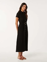 Briley Textured Shirt Dress Black - 0 to 12 Women's Dresses