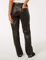 Una Vegan Leather Straight Leg Pant