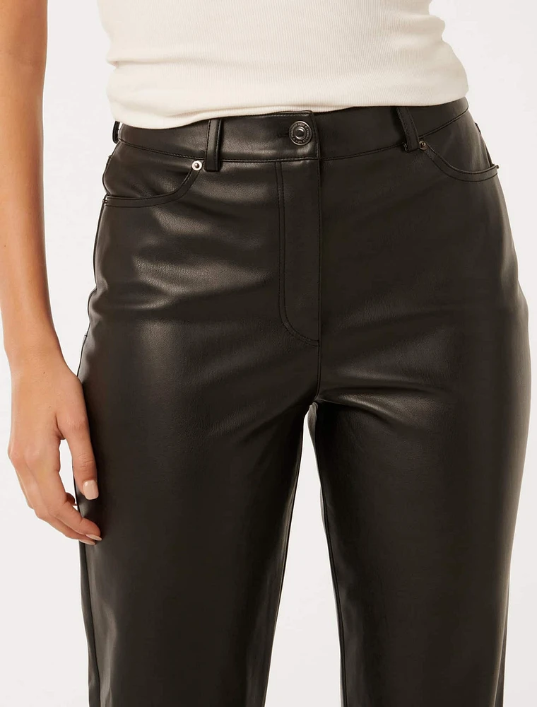 Una Vegan Leather Straight Leg Pant