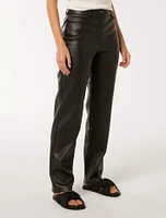 Una Vegan Leather Straight Leg Pant