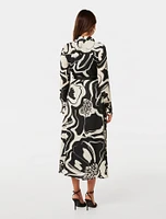 Janine Satin Midi Shirt Dress Abstract Print - 0 to 12 Women's Day Dresses