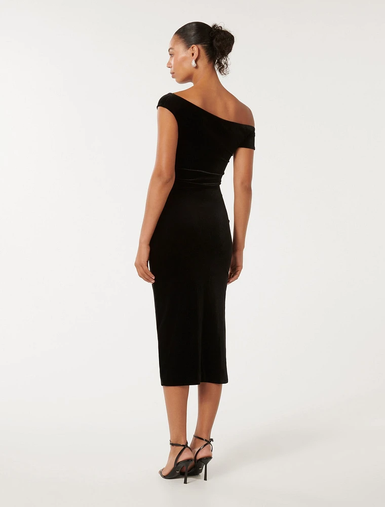 Demi Off-Shoulder Velvet Bodycon Dress