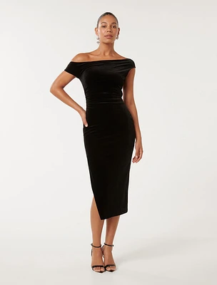 Demi Off-Shoulder Velvet Bodycon Dress