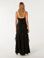 Piper Velvet Ruffle Maxi Dress