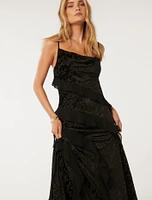 Piper Velvet Ruffle Maxi Dress