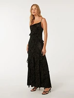 Piper Velvet Ruffle Maxi Dress