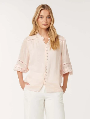 Tatiana Trim Detail Blouse Pale Pink - 0 to 12 Women's Blouses