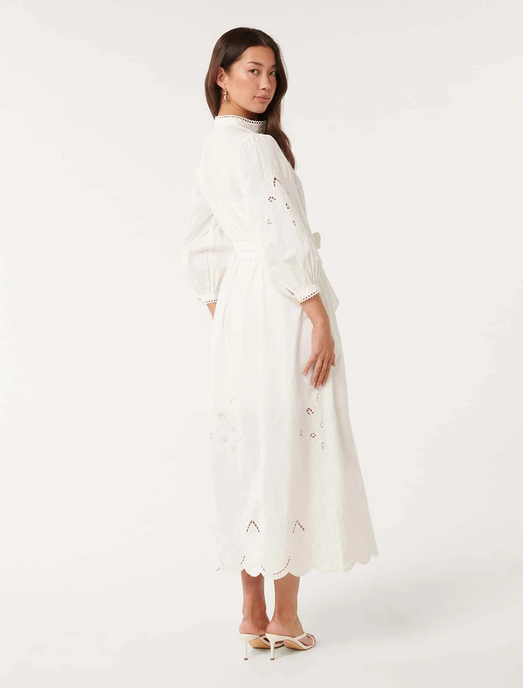 Aisha Broderie Midi Dress