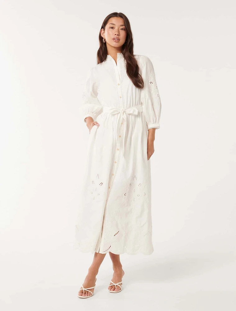 Aisha Broderie Midi Dress