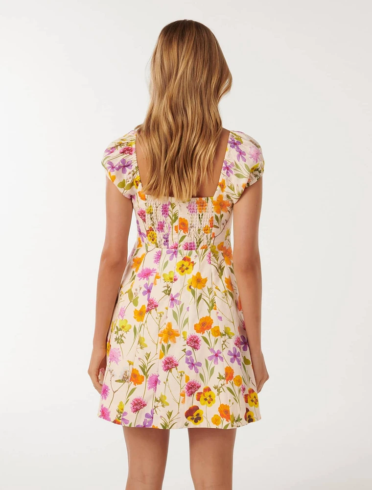 Bondi Seam Detail Mini Dress Floral Print - 0 to 12 Women's Dresses