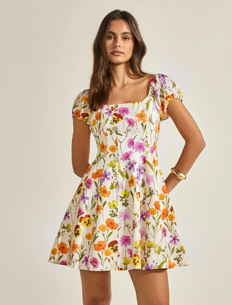 Bondi Seam Detail Mini Dress Floral Print - 0 to 12 Women's Dresses