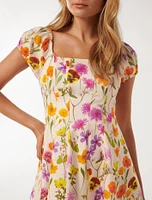 Bondi Seam Detail Mini Dress Floral Print - 0 to 12 Women's Dresses