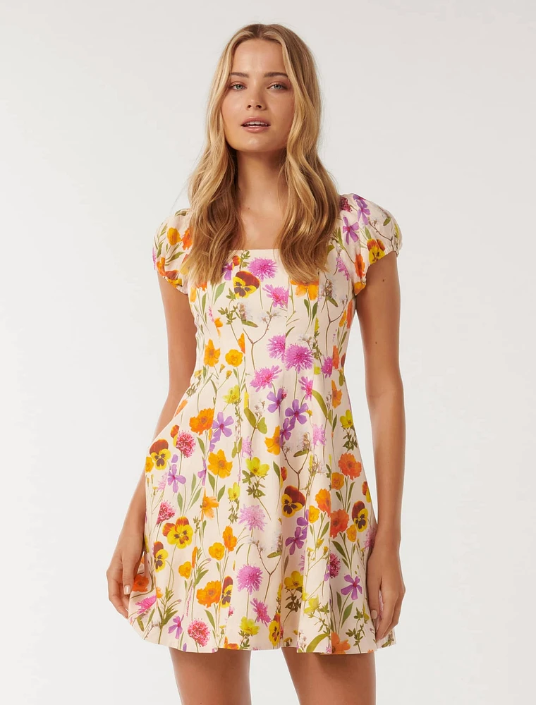Bondi Seam Detail Mini Dress Floral Print - 0 to 12 Women's Dresses