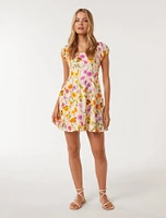 Bondi Seam Detail Mini Dress Floral Print - 0 to 12 Women's Dresses