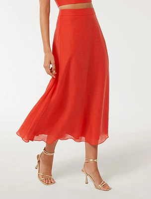 Celeste Midi Skirt Red - 0 to 12 Women's Formal Skirts